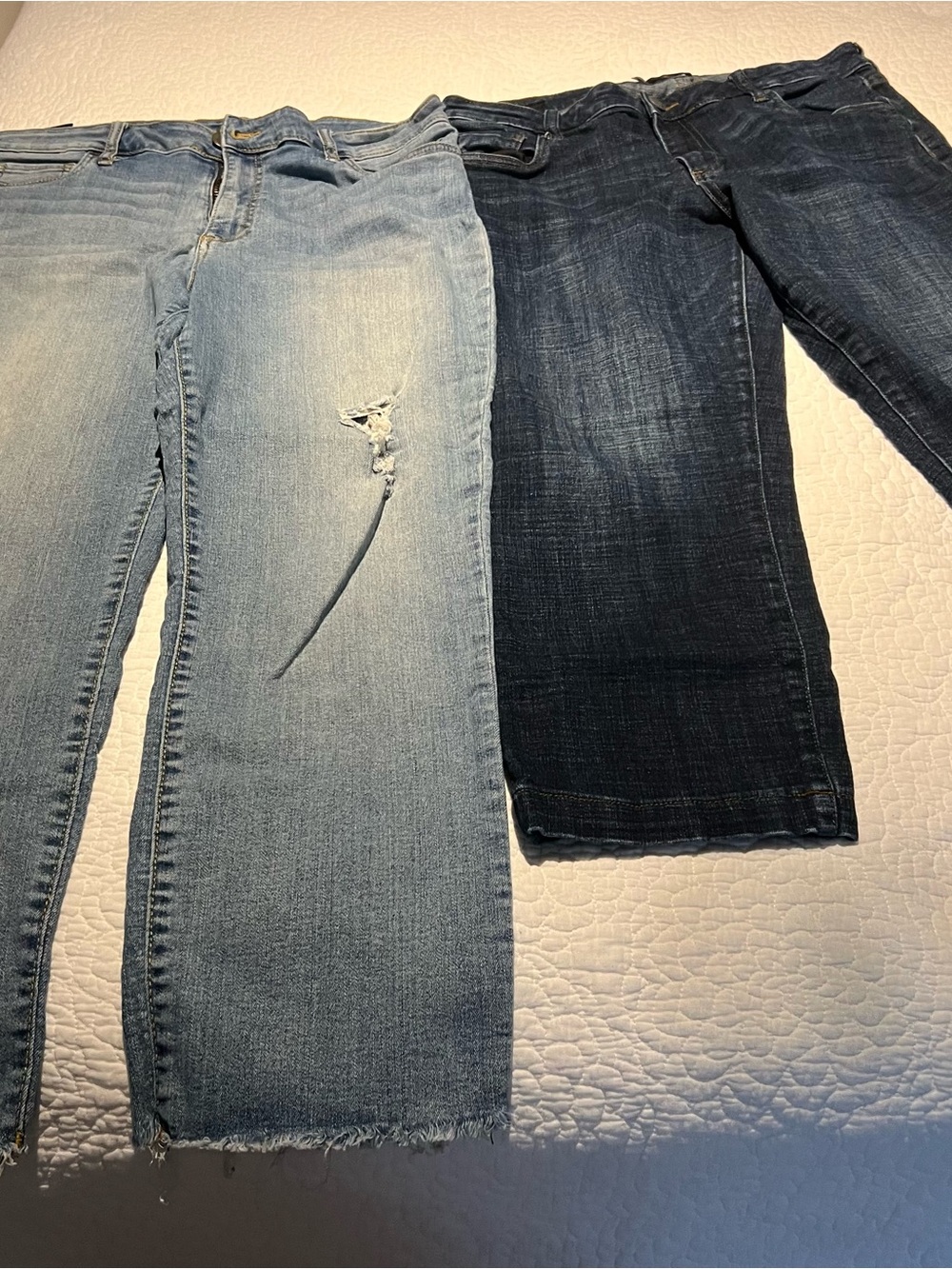 Kut from the Kloth Light Blue Distressed & Dark Blue Straight Jeans Set